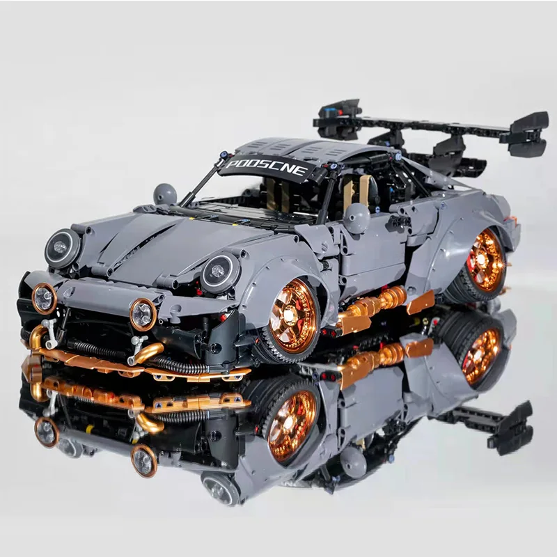 

MOC Speed Champion Low Lying Technical Car Porsched Modified Sports Car Block ChildrenEducational Brick Toy Christmas Gift
