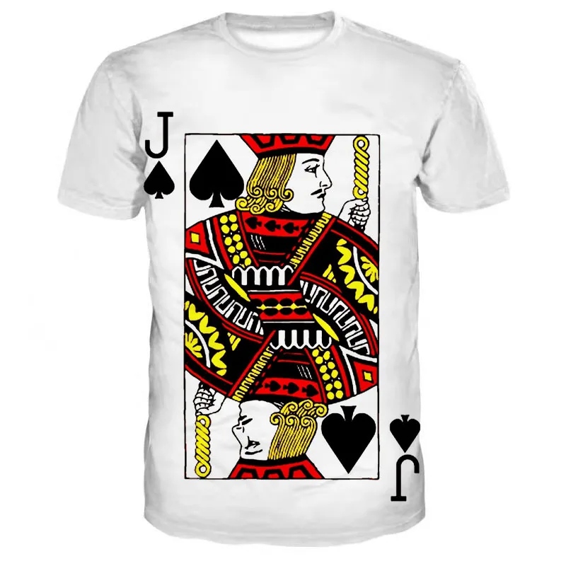 

Summer 3D Print Classic Playing Card Pattern T-shirt, Comfortable Men's and Women's O-Neck Oversized Garment Short Sleeve Shirt