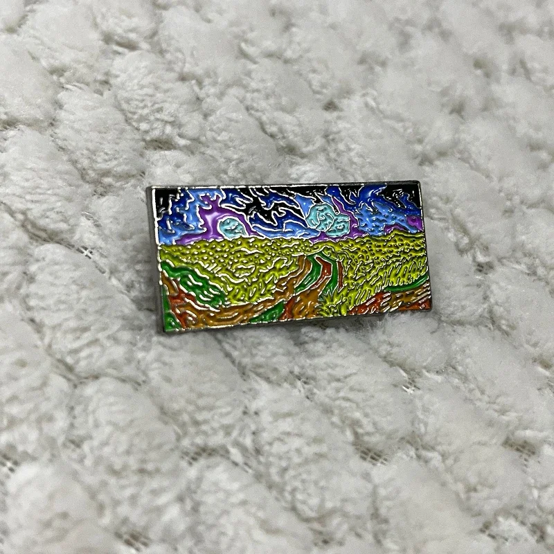 Брошь &quotWheatfield with Crows&quot из меди