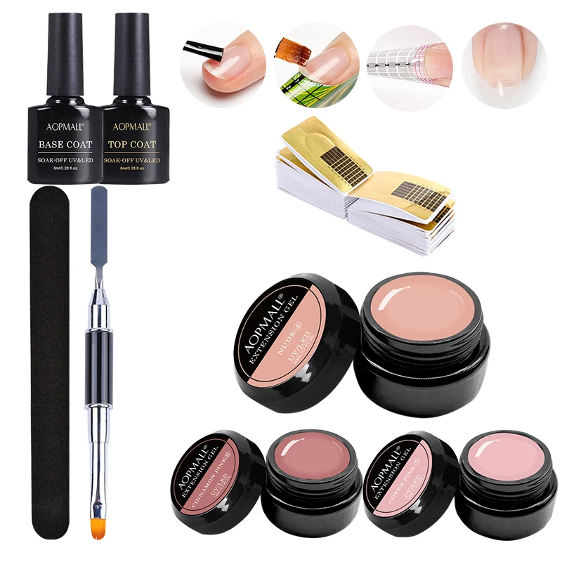 AOPMALL® Builder Nail Gels Kit For Nails Extenison Hard Gel Set With Base Top Coat Art Manicure for DIY At Home |