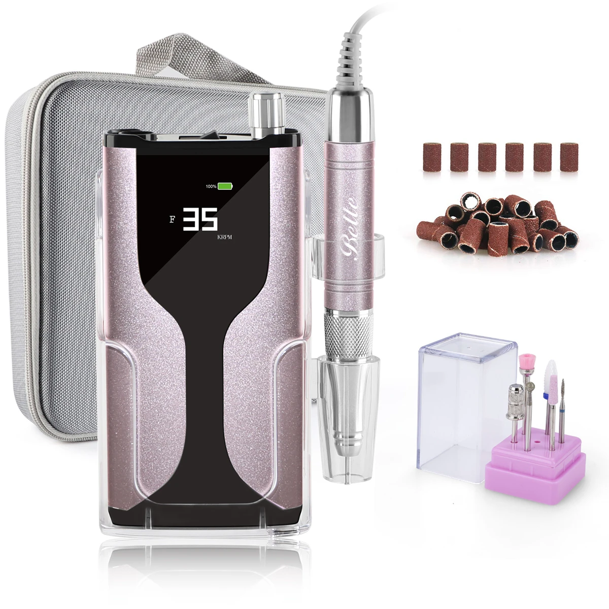 

Private Pro Brushless efile 35000RPM Cordless Professional Pink Rose Gold Wireless Electric Nail Drill