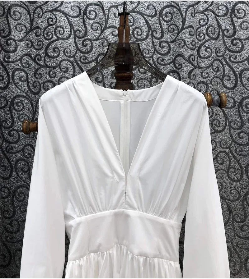 Женское длинное платье из 100% хлопка вечернее платье-макси с V-образным вырезом и