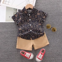 summer 0 5t baby clothes suit fashion baby boy clothes short sleeved shorts suit baby printed shirtcasual shorts