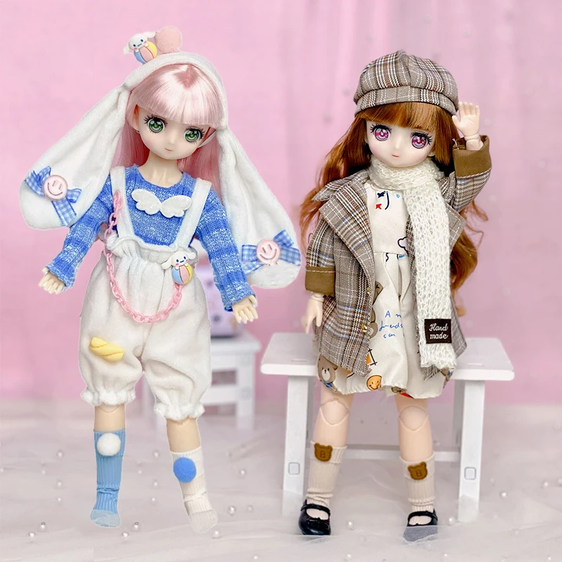 

Cute 30cm Doll Comic Face Doll 1/6 Bjd Doll ( Option B ) or Dress Up Clothes (option A ）kids Girls Birthday Gift Toys