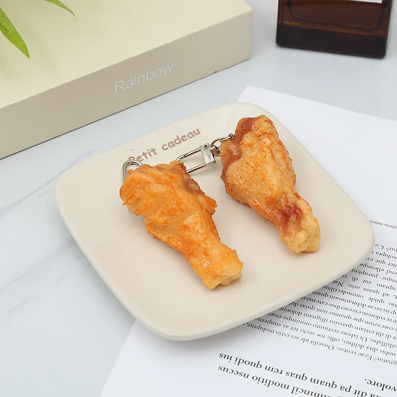 

New simulation chicken leg keychain creative model Orleans food photography ornaments cute bag car pendant Women jewelry gift