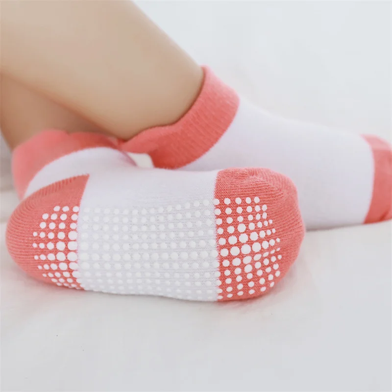 

0 to 6 Yrs Cotton Children's Anti-slip Boat Socks For Boys Girls Low Cut Floor Kid Sock With Rubber Grips Four Season