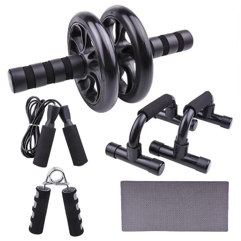 

5pcs Set Ab Rollers Indoor Sport Abdominal Fitness Double Wheel Exercised Abdomen Arms Stomach Push-up Bracket Gym Equipment