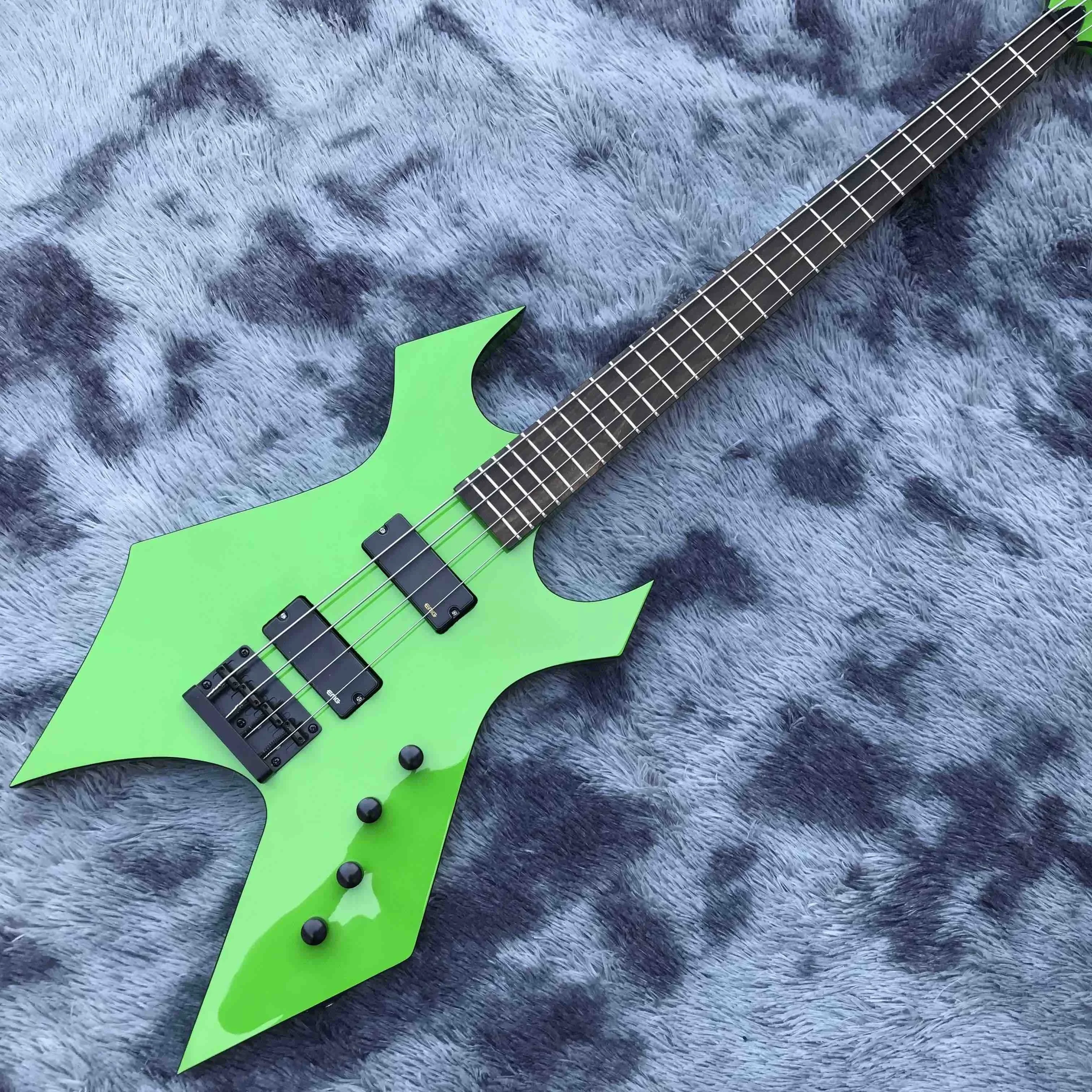 Изготовленная на заказ электрогитара неправильной формы в стиле BC зеленого