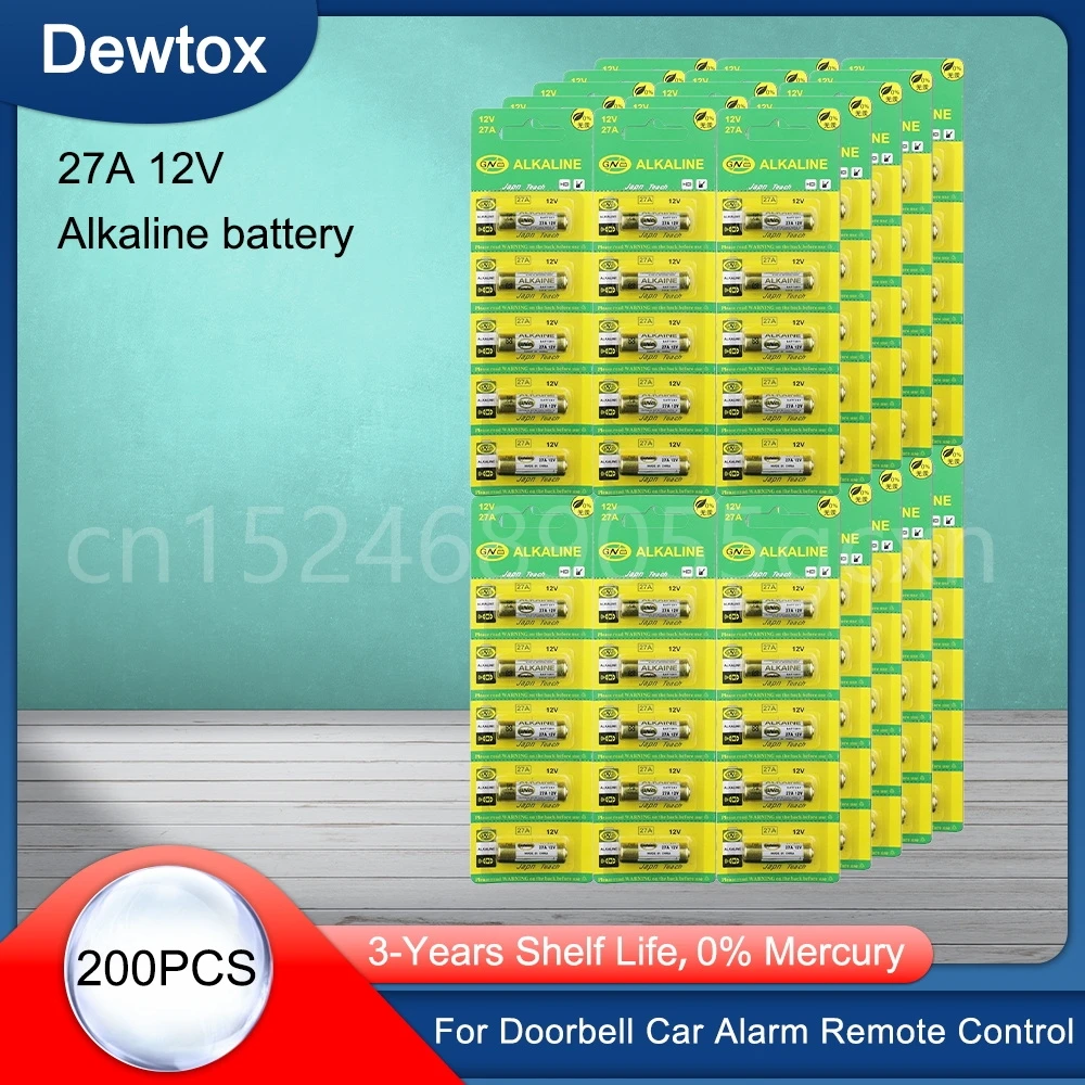 200 шт., щелочные батарейки 27A 12В MN27 GP27A A27 L828