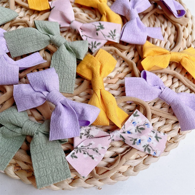 

Newborn Cotton hair Bows Turban Kids Headband For Cute Baby Girls Bowknot Elastic Hair Band Hair Accessories