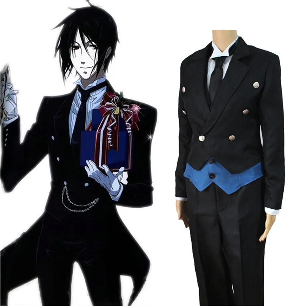 

Black Butler 2 Kuroshitsuji Sebastian Michaelis Cosplay Costume Unisex Uniform