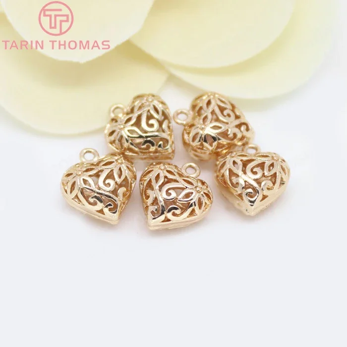 (1783) 6 шт. 10X11 5 мм 24-каратное золото цвета шампанского с покрытием из латуни полыми