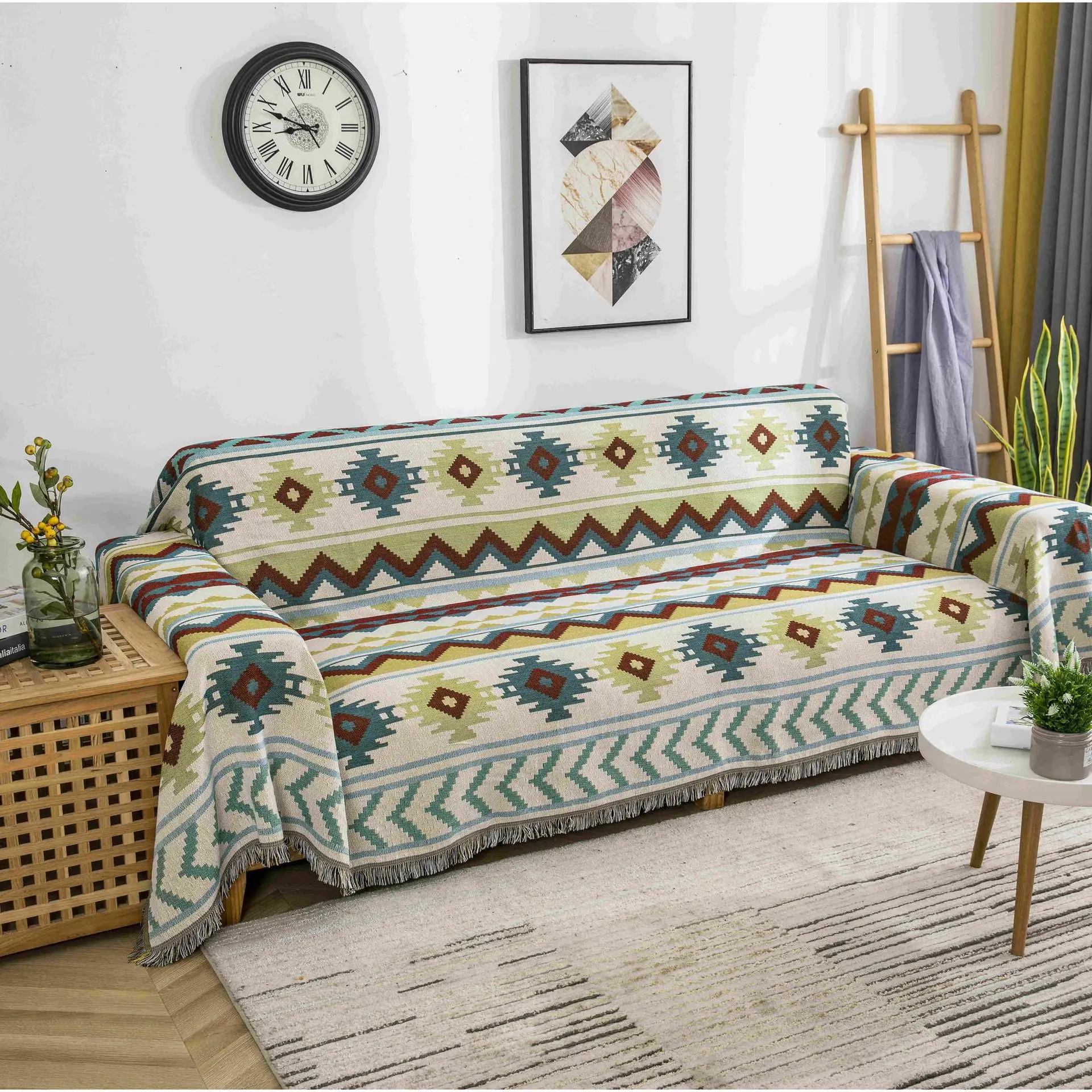 Boho Throw Blanket Colorful Chenille Woven Bohemian Chair Recliner Furniture Cover Aztec Hippie Throws Sofa |