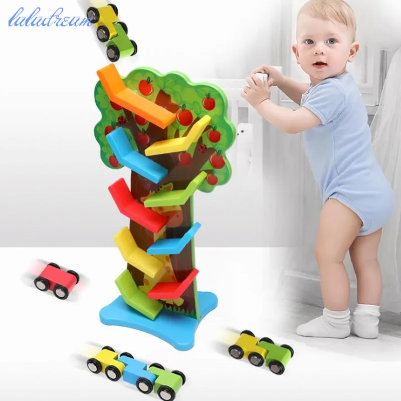 

Fruit Tree with Car Track 3d Puzzle Toys Early Childhood Educational Children's Games Montessori Wooden Puzzles