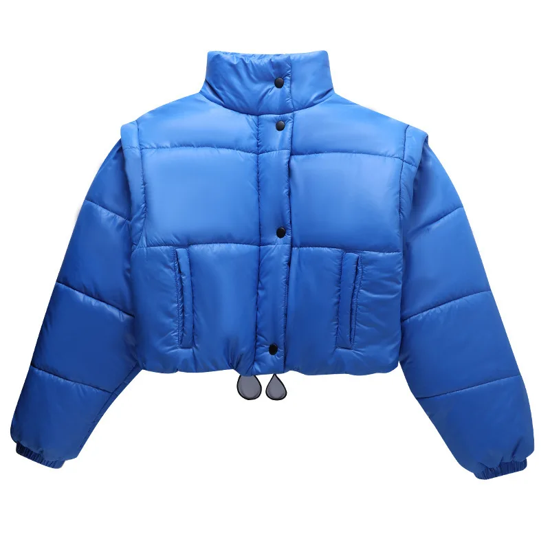 Two Wear Casual Long-sleeved Vest Jacket Women Winter and Spring Fashion New Stand-up Collar Cotton Jacket Streetwear Y2k Girl