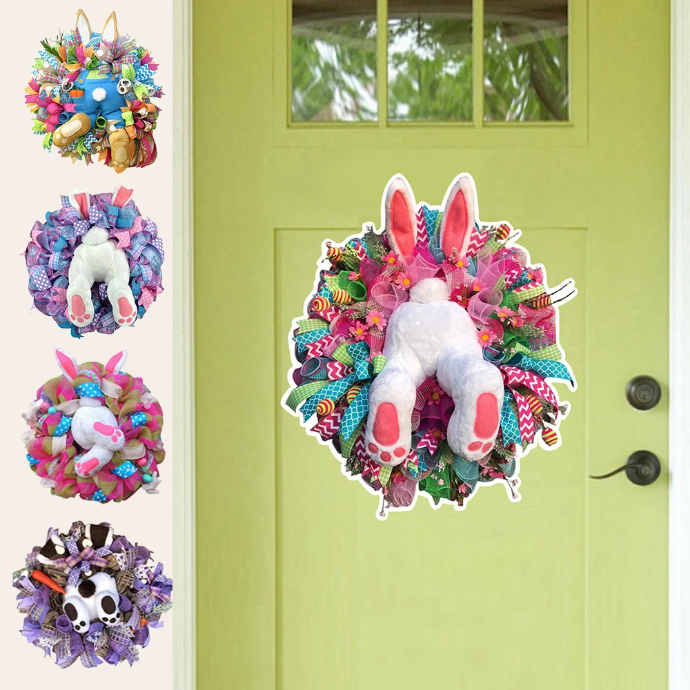 

Colorful Easter Bunny Garlands Door Wall Oranments Happy Easter Party Wreath Decoration 2022 New Creative Festival Garland Decor