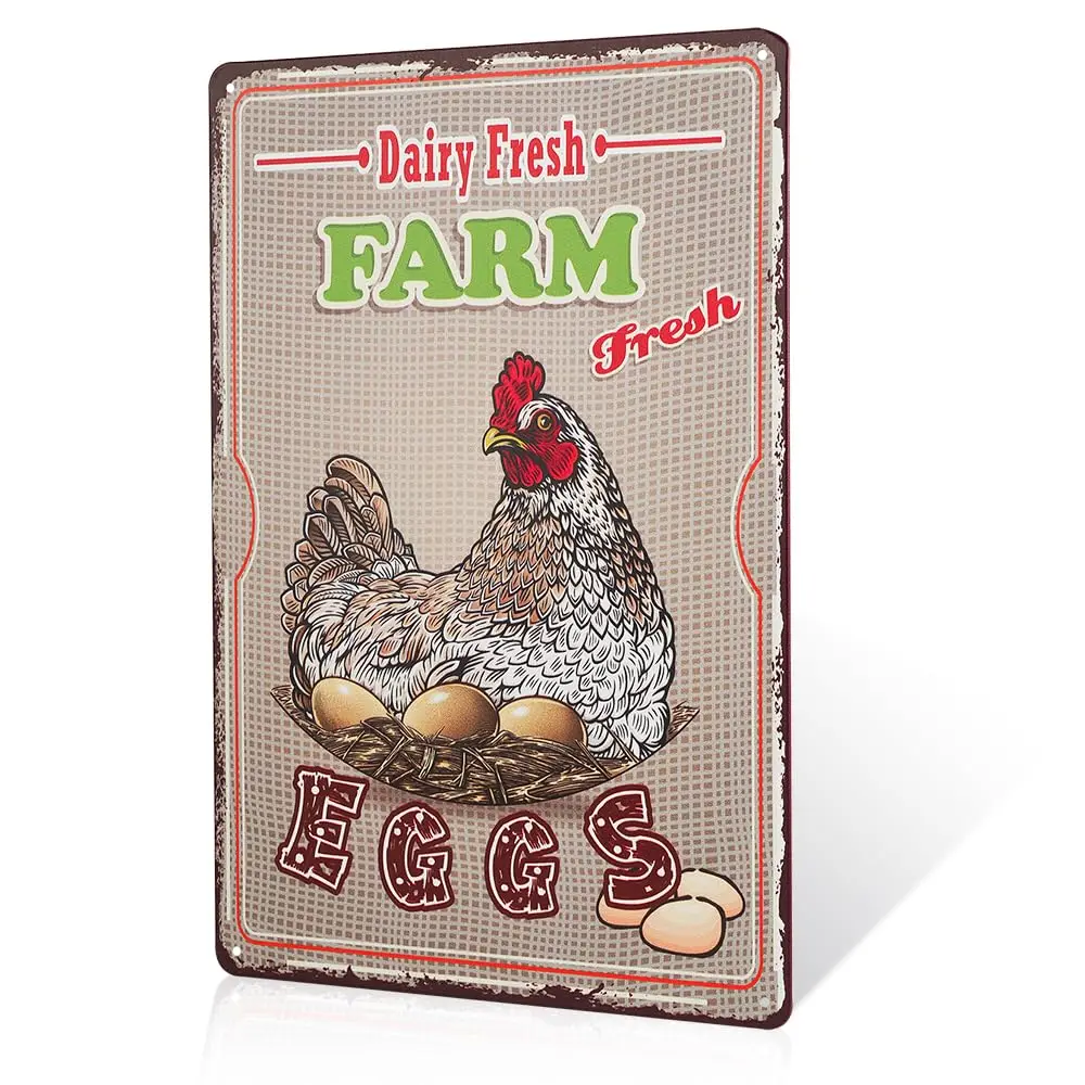Винтажная металлическая вывеска Молочные свежие яйца настенный художественный