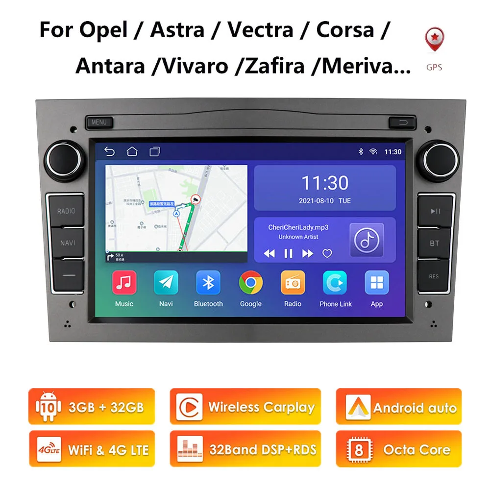 Android 10 2 Din Car GPS PLAYER for Opel Astra H J 2004 Vectra Vauxhall Antara Zafira Corsa C D Vivaro Meriva Veda Carplay Radio