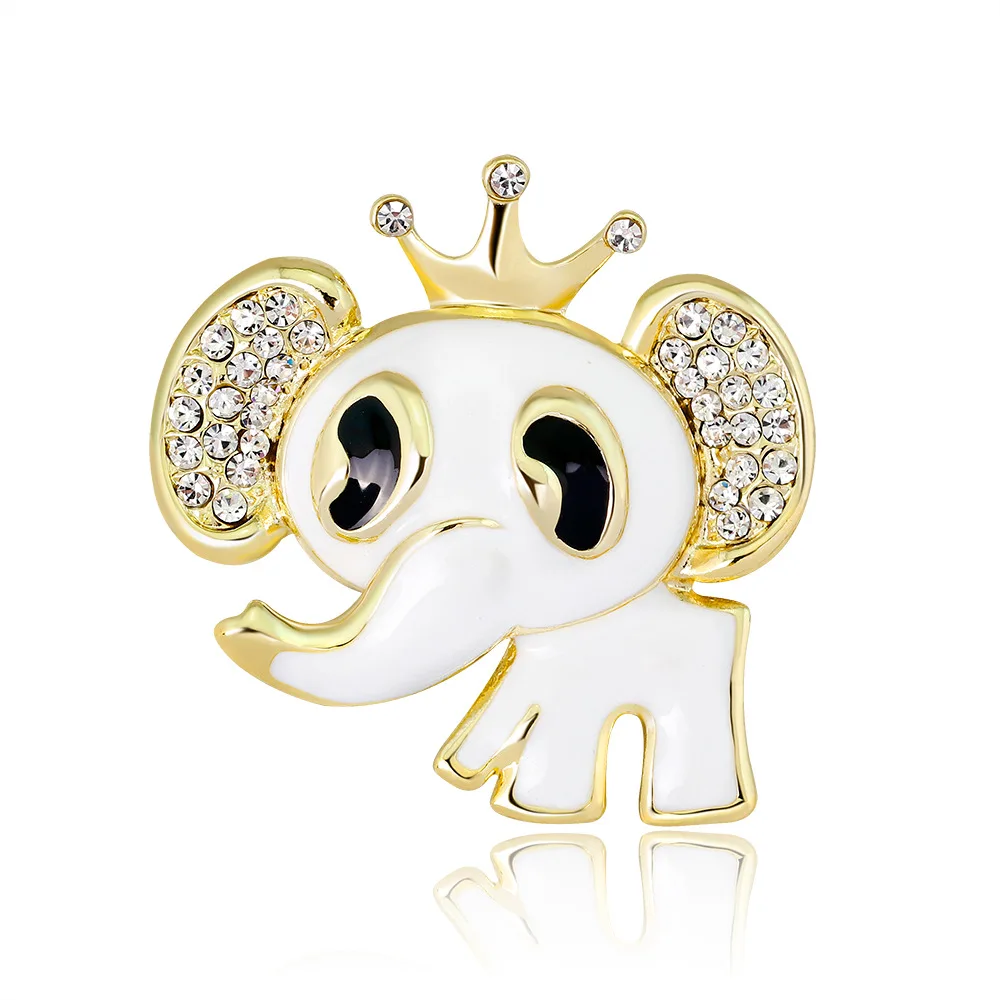 

TULX Lovely Cartoon Elephant Enamel Brooch Pin Rhinestone Cute Animal Cowboy Hat Badge Boy Girl Brooches For Women Jewelry