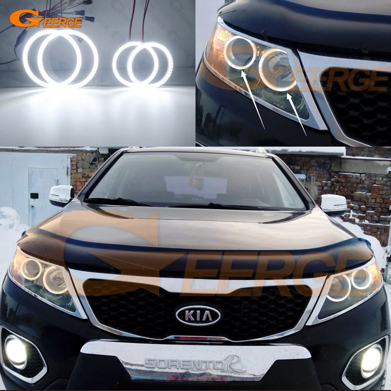 For KIA SORENTO II 2009 2010 2011 2012 2013 Ultra bright SMD LED Angel Eyes halo rings kit Day Light Car styling