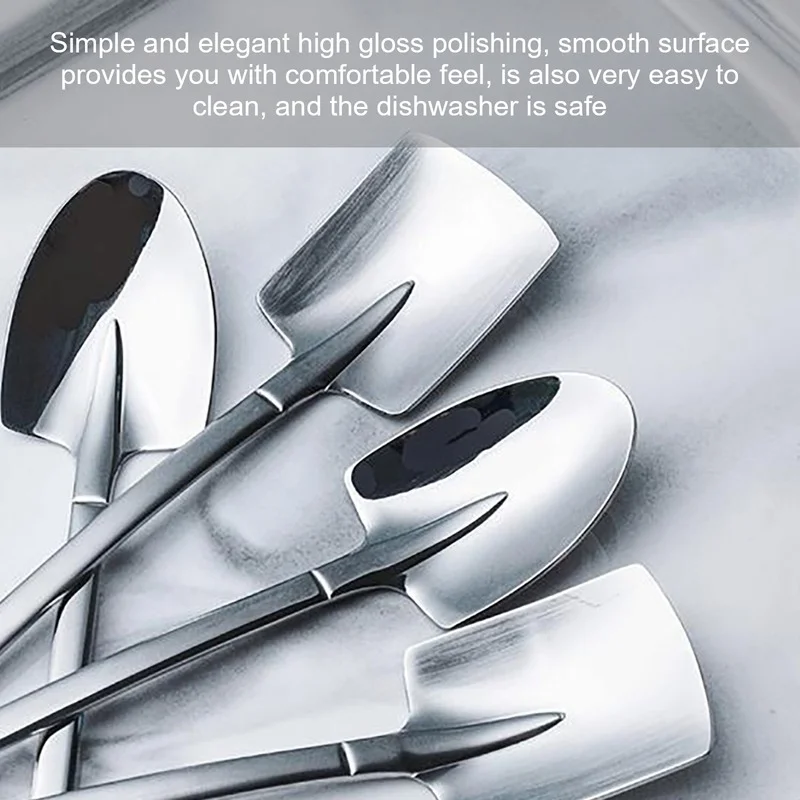 2/4pcs Stainless Steel Spoon Ice Cream Tea Shovel Scoop for Coffee Spoons Kitchen Gadget Cute Square Head Iron Gife | Дом и сад