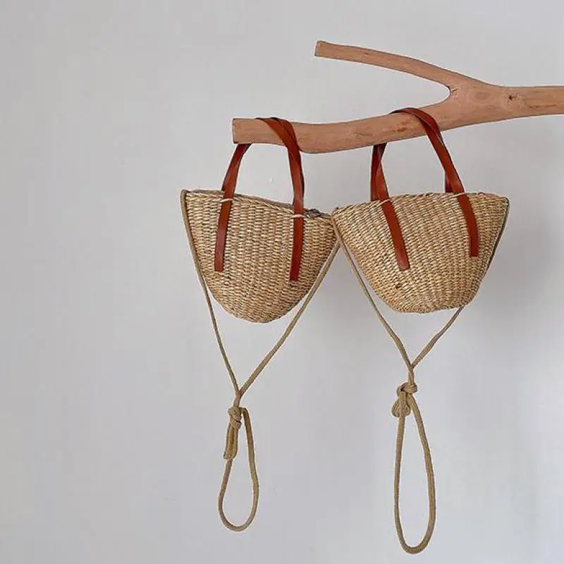 

New Children's Girl Diagonal Bag Parent-child Style Light Weight Easy To Carry Straw Bags Mother Simple Solid Coin Purse