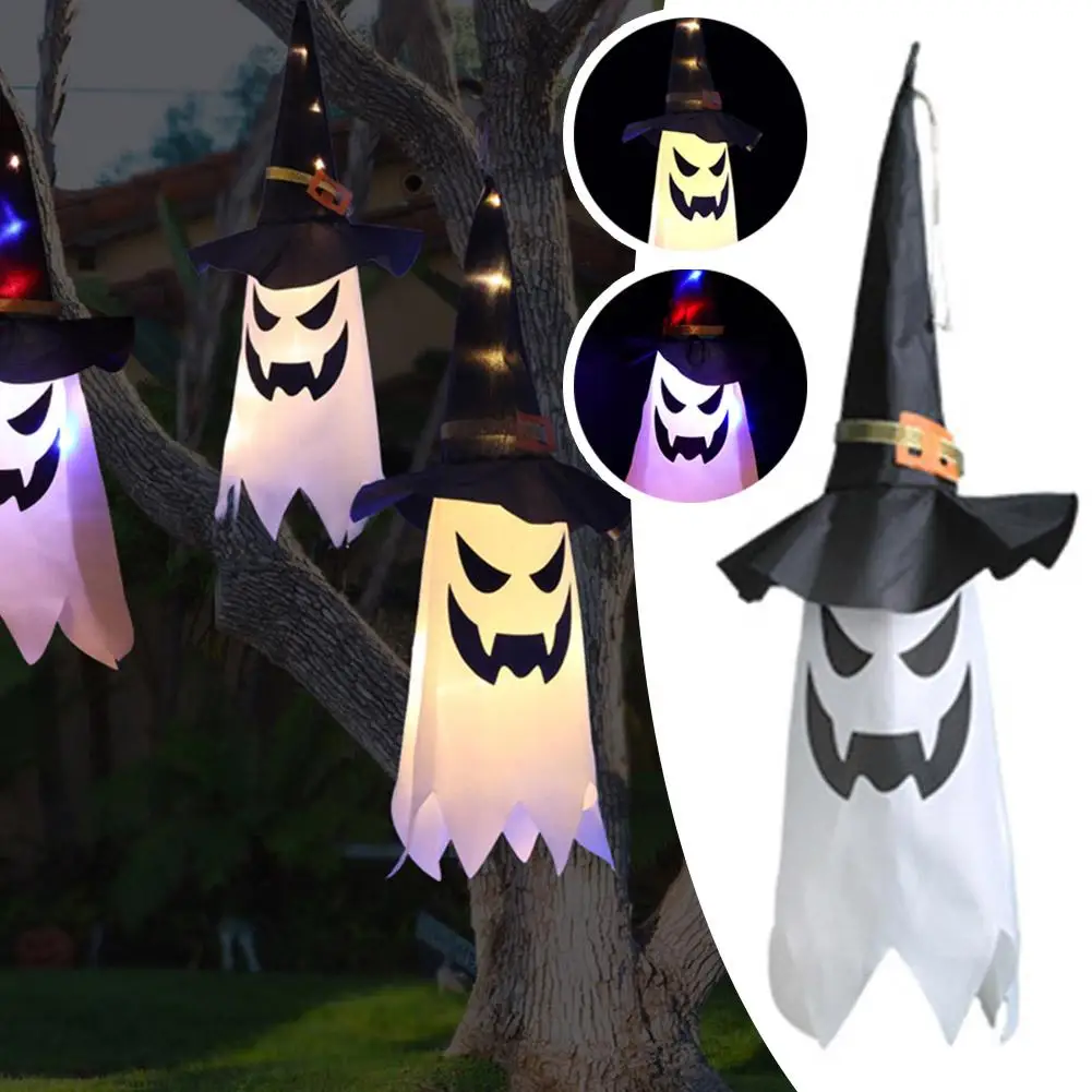 

LED Halloween Glowing Ghost Witch Hat Dress Up Glowing Lamp Garden Yard Outdoor Decorations Props Horror Wizard Hat Dropshi G6I0