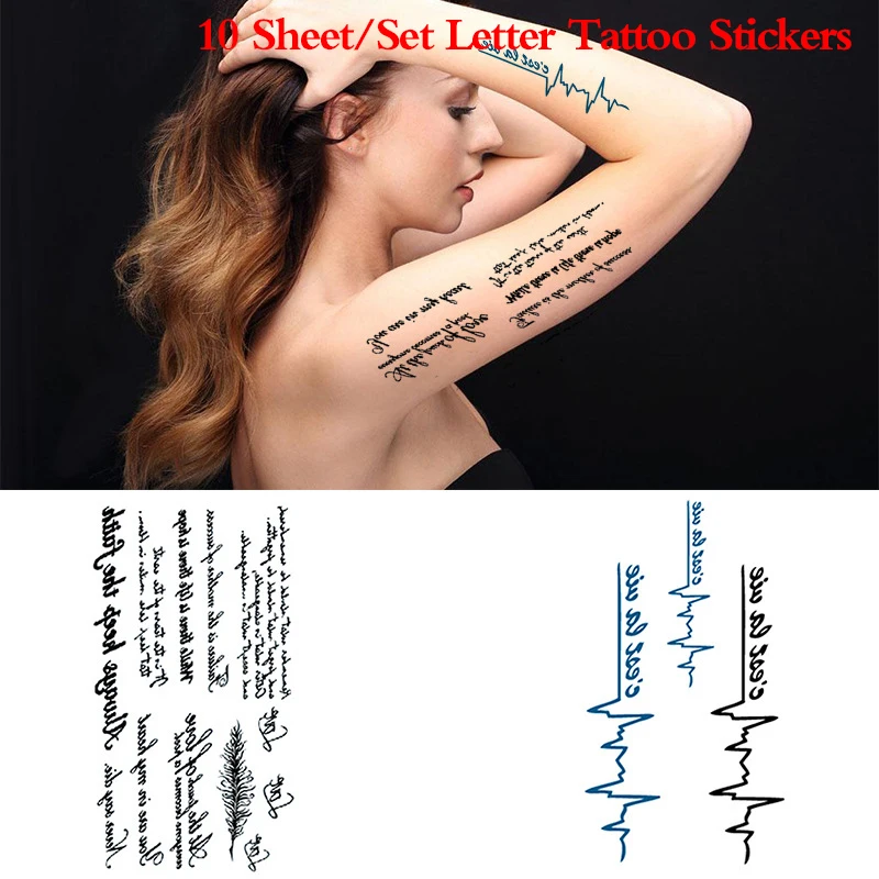 

Letter Symbol Lines Temporary Tattoo Small Word Arm Thigh Tattoos Sticker For Children Women Tattoo Sticker For Men Women