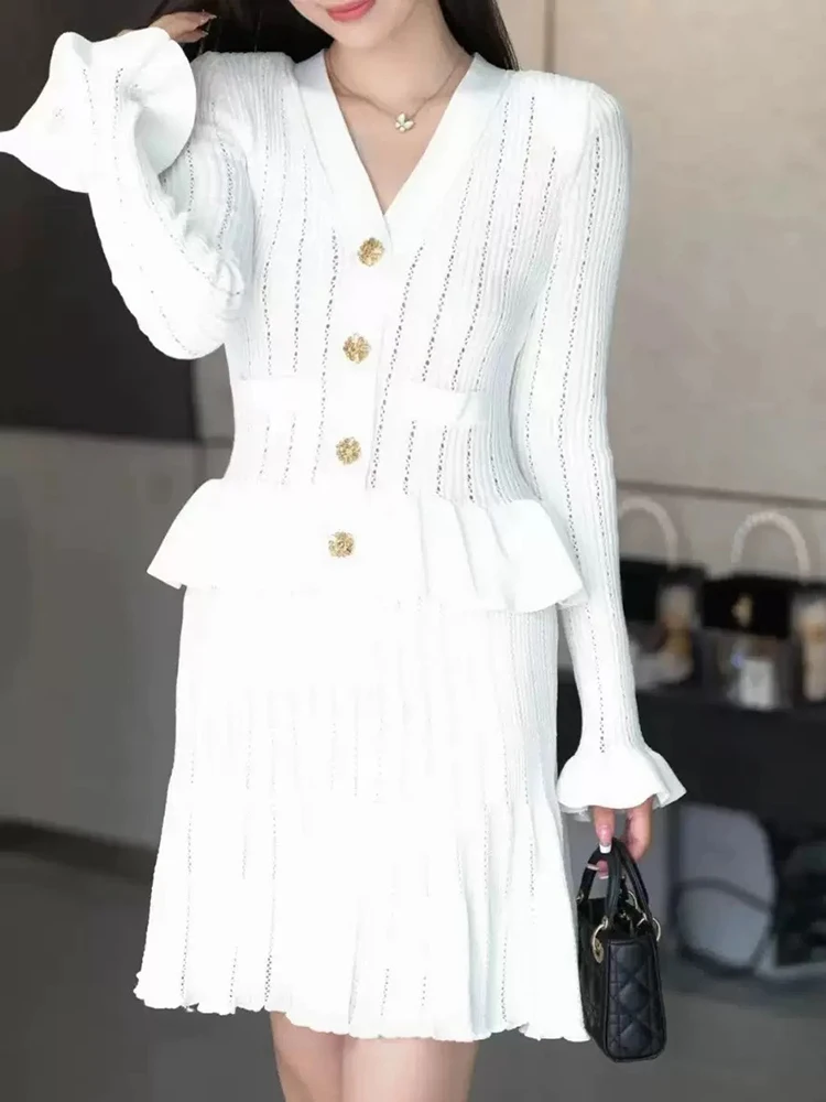 Женское белое полиэстеровое платье