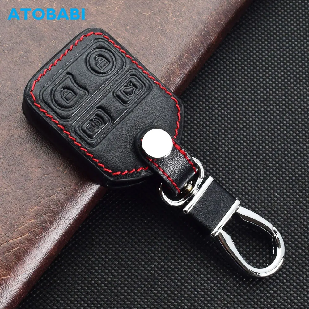 

ATOBABI Leather Car Key Case Keychain For Ford Explorer Escort Focus Fusion Taurus Lincoln Navigator Mercury Smart Remote Cover