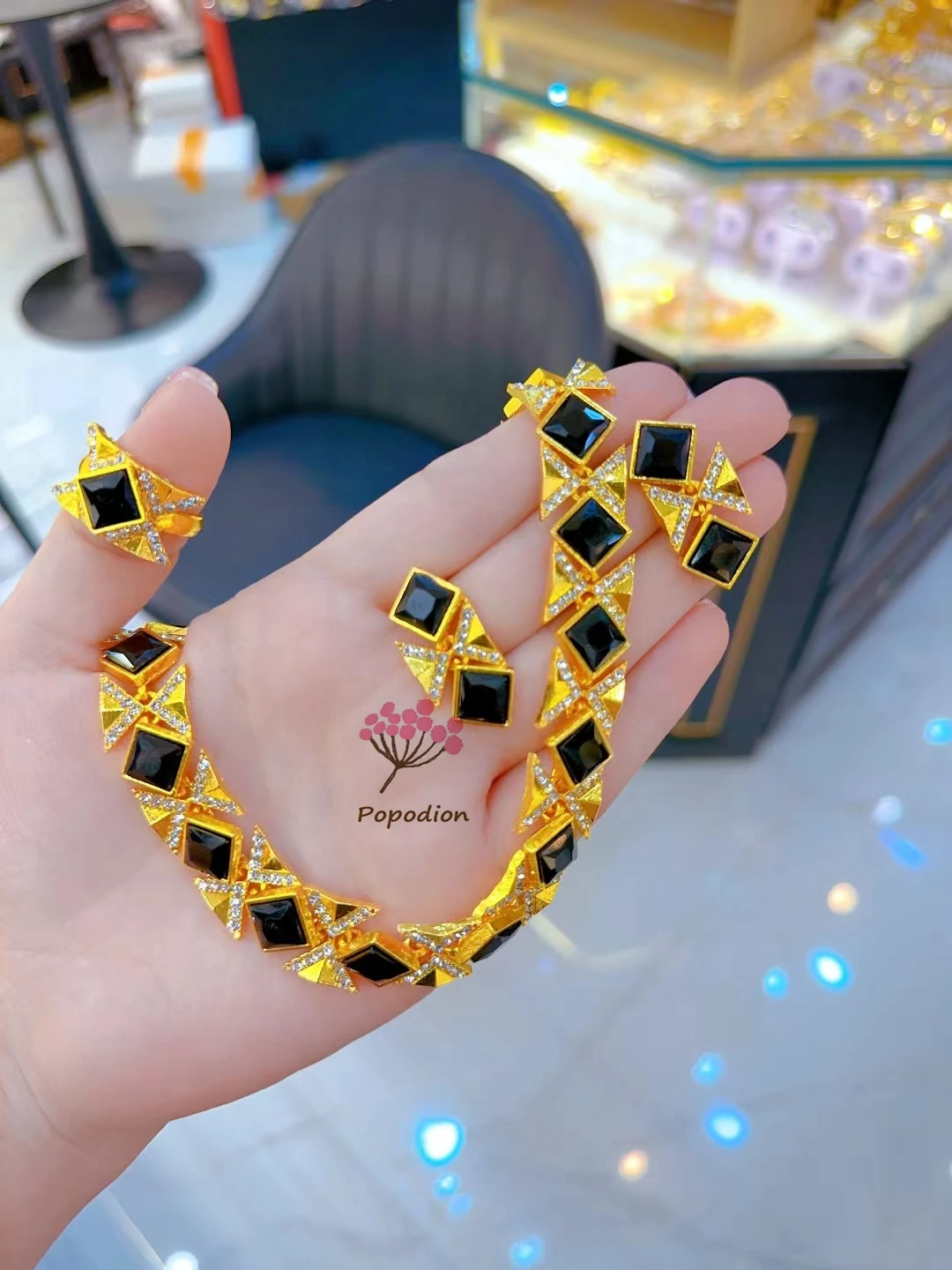 2024 Дубай новинка покрытое 24-каратным золотом ожерелье серьги кольцо Свадебная