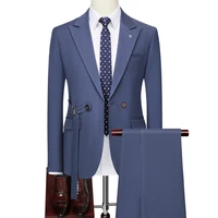 blazer pants luxury men fashion boutique casual wedding dress solid color double breasted suit mens tuxedo suit size s 6xl