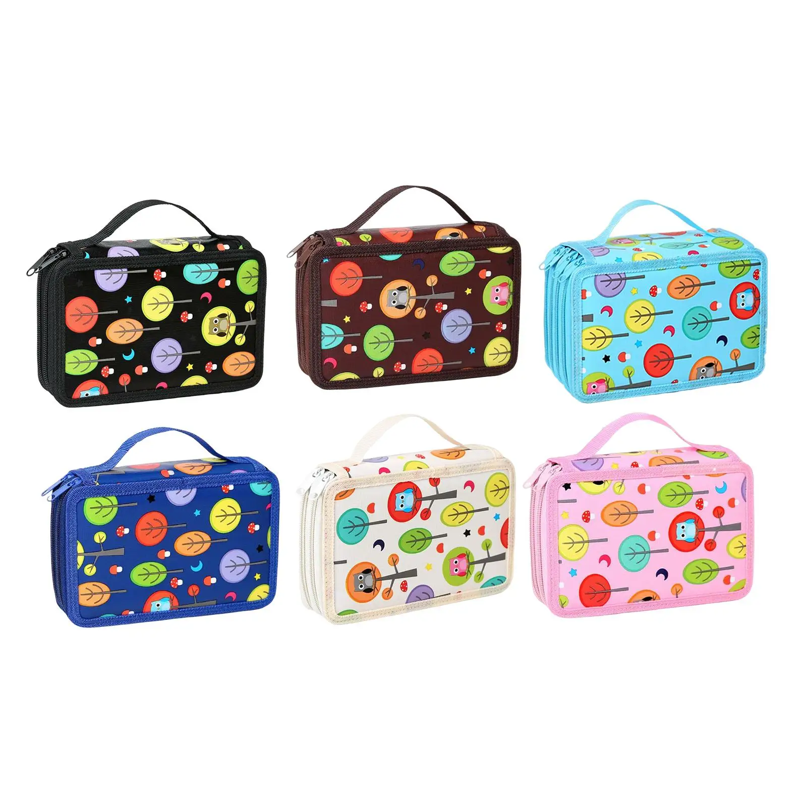 

Oxford Cloth 72 Slots Pens Pencil Case Stationery Pouch Double Zipper for Watercolor Pencils Daily Use School Supplies Compact