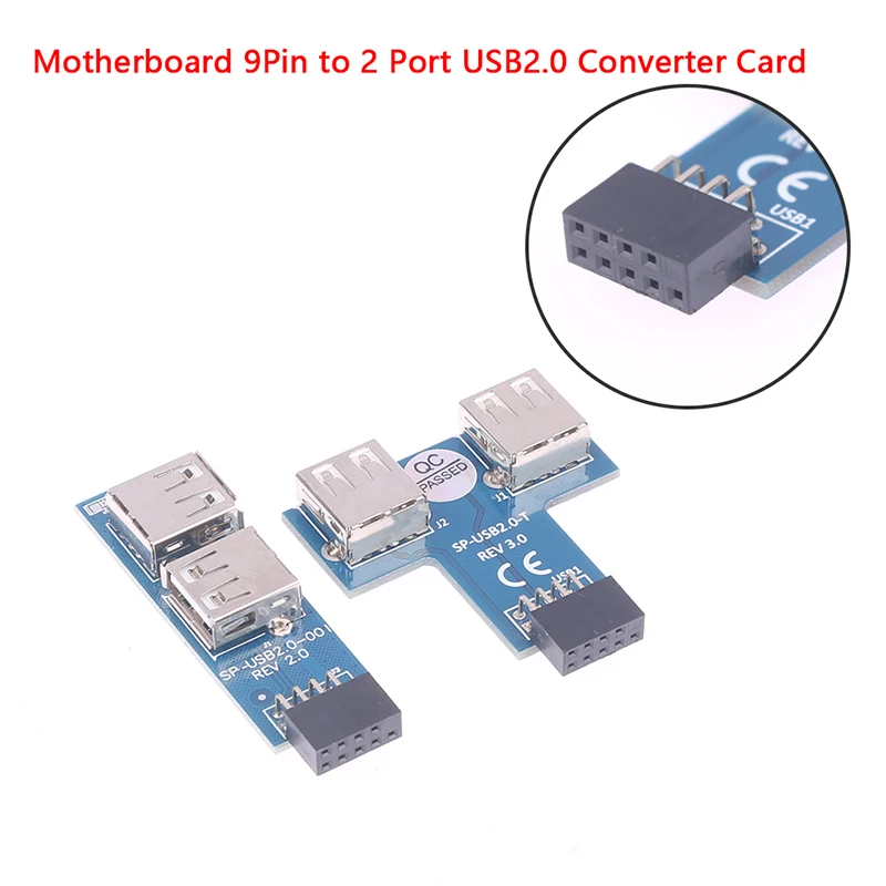

Внутренняя Материнская плата для ПК, концентратор USB 2,0, 9-контактный на 2-портовый USB-разветвитель типа «мама», конвертер, плата PCB, расширитель, карта встроенного приема