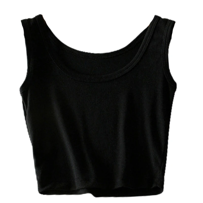 

Women Sleeveless Scoop Neck Crop Tank Top Basic Plan Solid Color Workout Yoga Sport Navel Vest Slim Shirts Underwear F3MD