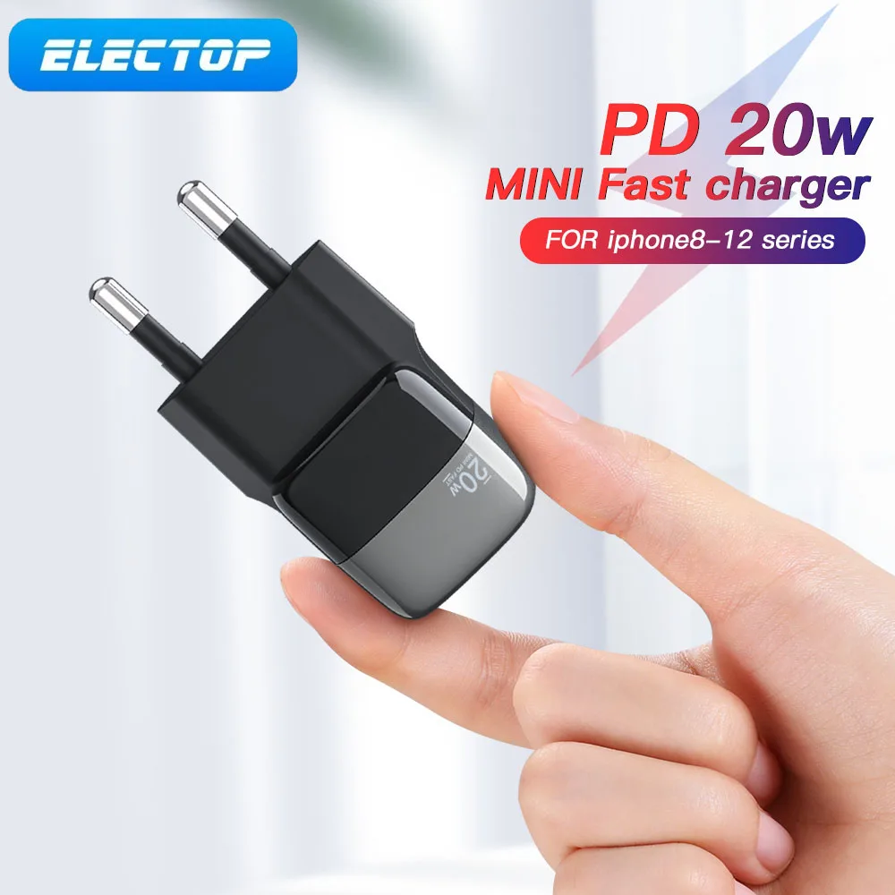 

ELECTOP 20W Mini Charger USB C Super Si Fast Charger Adapter For iPhone iPad Samsung Charger Portable Type-C Fast Charger