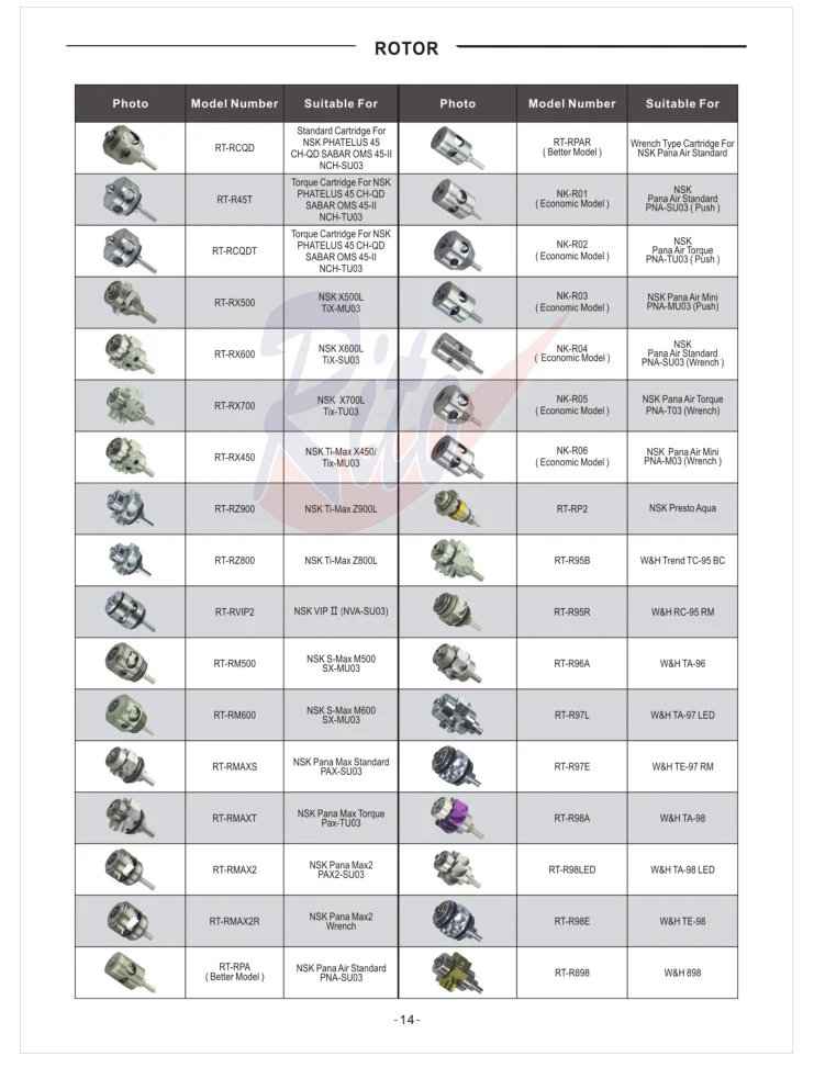 Ротор картриджа наконечника Den Tal для высокоскоростной пневматической турбины Bien