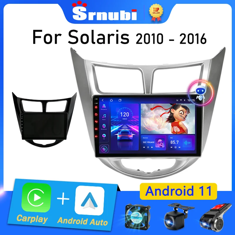 Автомагнитола на Android 11 для Hyundai Solaris Verna Accent 1 2010-2016, мультимедийный видеоплеер, навигатор GPS, 2 din, 4G, DVD, головное устройство