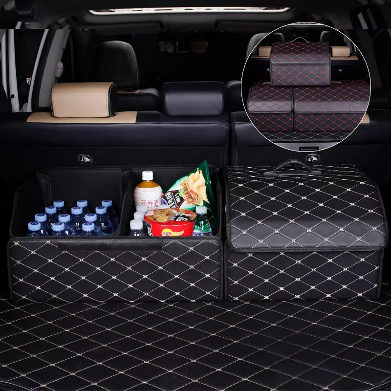 

Trunk Organizer Storage Box Waterproof Large Capacity Storage Bag Stowing Tidying Leather Folding Car Accessories
