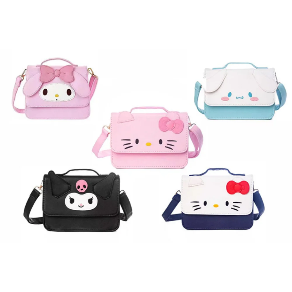 

2023 New Sanrio Cartoon Hello Kitty Cinnamoroll Melody Bag Girl Heart Crossback Mobile Phone Key Bag PU The Single Shoulder Bag