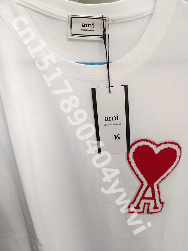 Летняя новая корейская модная футболка AMI из 100% хлопка для мужчин и женщин