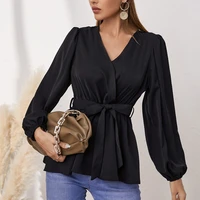 fashion woman blouses 2022 fresh top simple temperament blouse fashion v neck shirt tops women spring autumn