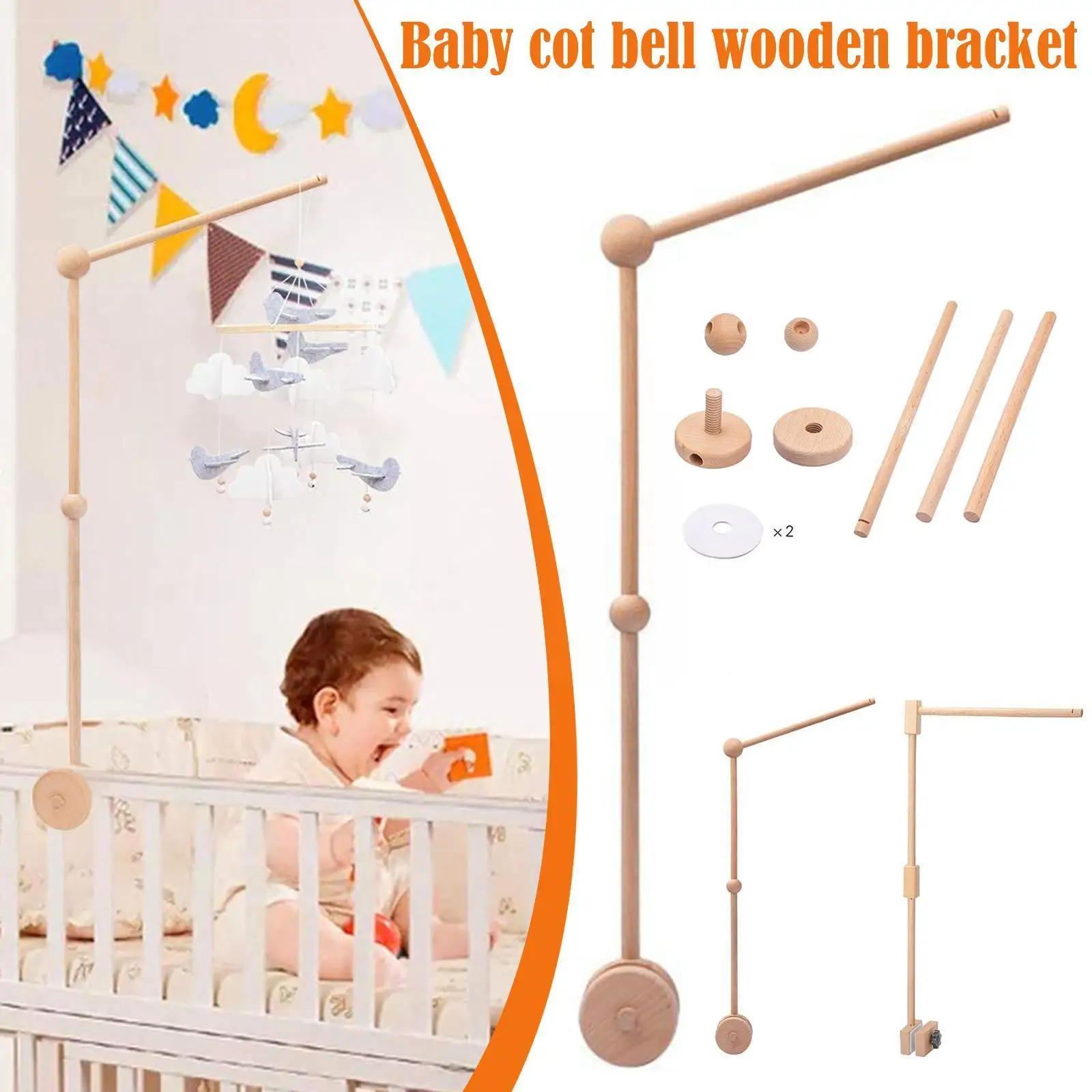 

Let's Make Baby Wooden Bed Bell Bracket Mobile Hanging Toy Mobile Baby Hanger Bell Toy Crib Rattles Bed Wood Arm Bracket Ho I3d8