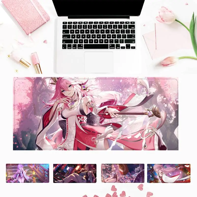 

2020 Genshin Impact Yae Miko Mouse Pad Gamer Keyboard Maus Pad Desk Mouse Mat Game Accessories For Overwatch