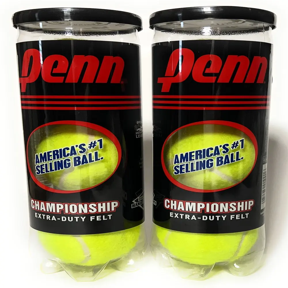 Championship Tennis Balls Extra Duty Felt Pressurized Tennis Balls (2 Cans - 6 Balls)