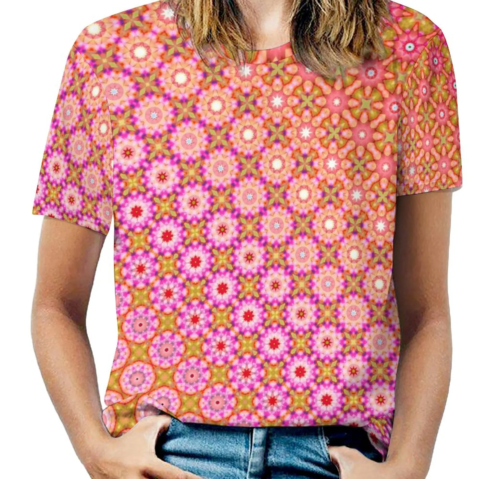 

Psychedelic Mandala T Shirt Vintage Print Modern T-Shirts Short Sleeve Street Fashion Tshirt Beach Graphic Tops Large Size