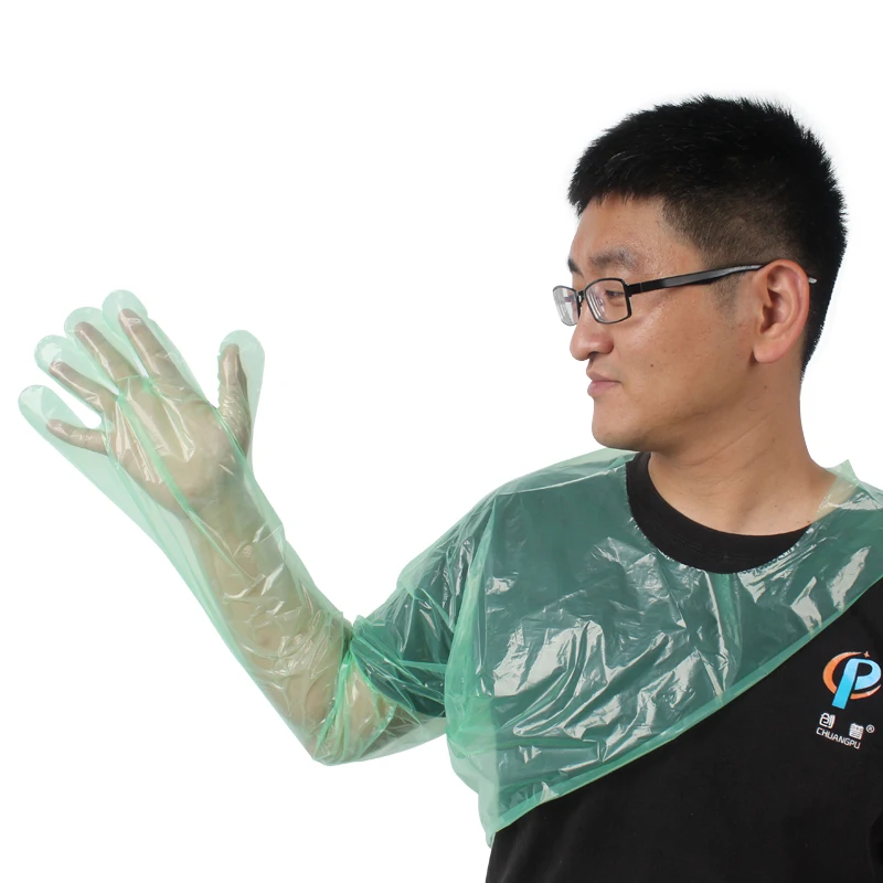 

selected PE material veterinary midwifery disposable veterinary shoulder-protect gloves for necks 50pcs/box