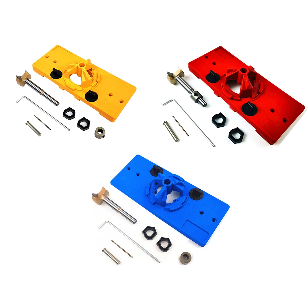 

1 Set Cabinet Hinge Jig Professional High Efficient Hinge Installation Drill Kit Drilling Tools for Woodworking Use Yellow