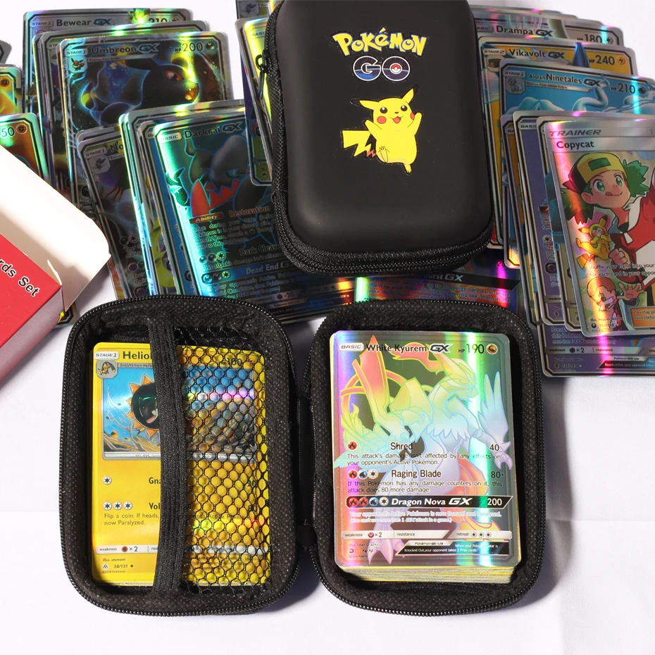 

Pokemon Cards Holder 50 Capacity Pokemon Album Cards Covers Charizard Vmax Pikachu GX Card Book Game Collection Earphone Box