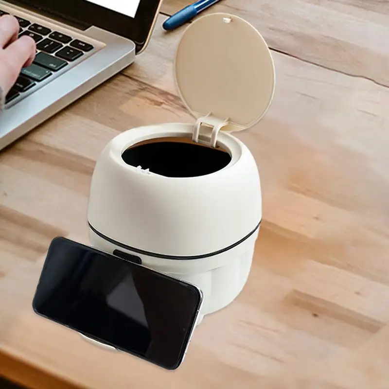 Mały kosz na śmieci z górną pokrywą Biurkowy Organizer do przechowywania Kosz tacą telefon blat stołu biurkowego